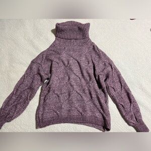 Staccato Plum Cable Turtleneck Sweater
